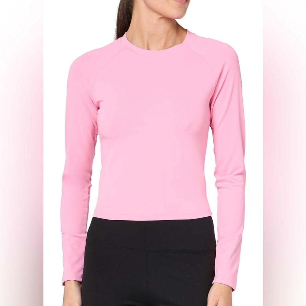 Womens Long Sleeve Crop Workout Tops Yoga Cropped Top Gym Shirts Athletic
